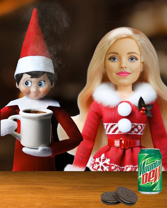 Elf on the Shelf has a date with Action Barbie