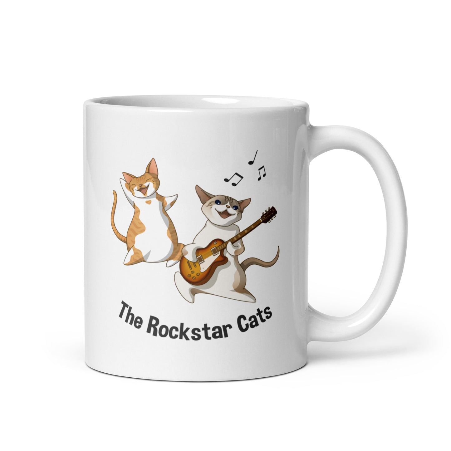 White glossy mug - The Rockstar Cats