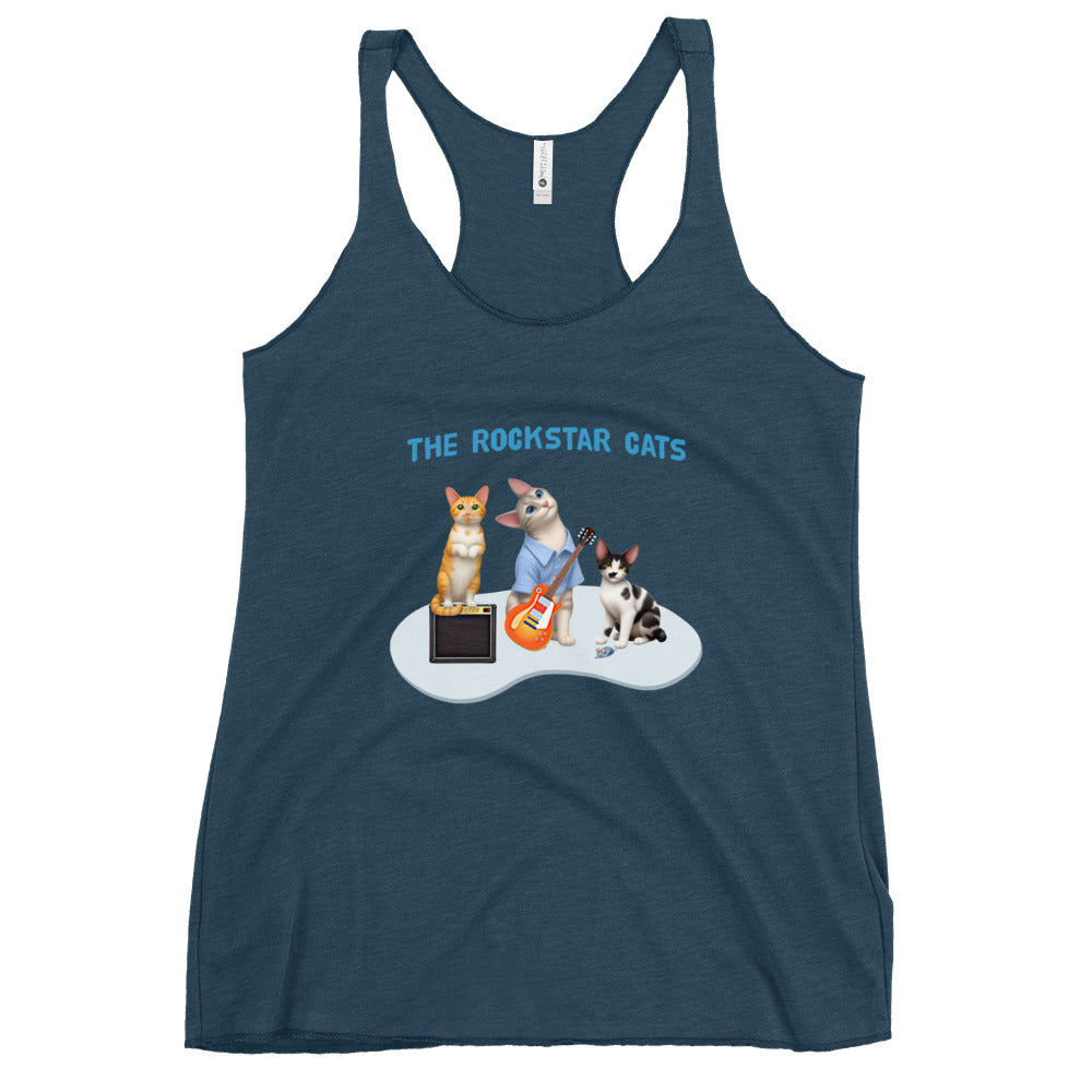 Women's Racerback Tank - Rockstar Cat Trio