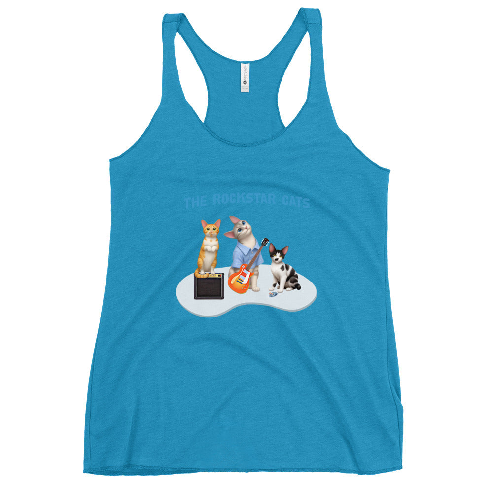 Women's Racerback Tank - Rockstar Cat Trio