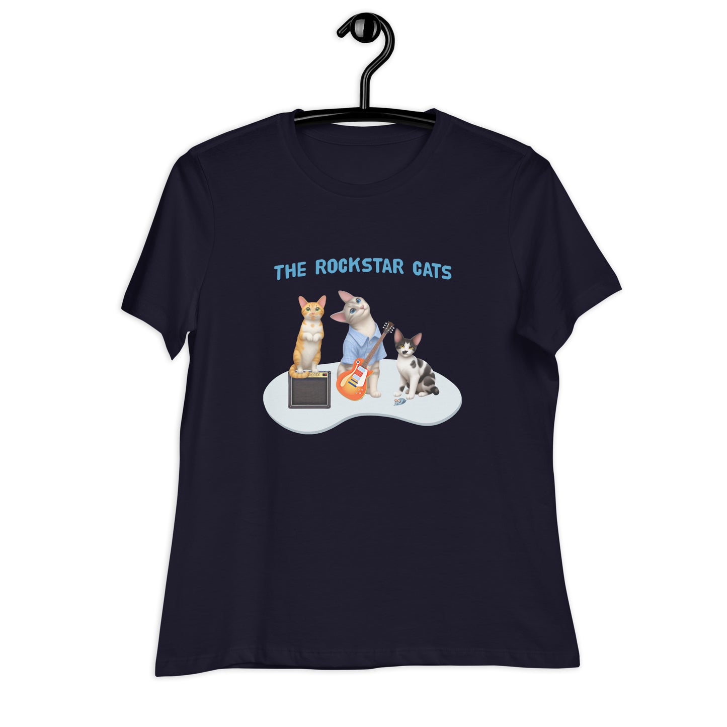 Women's Relaxed T-Shirt - Rockstar Cat Trio